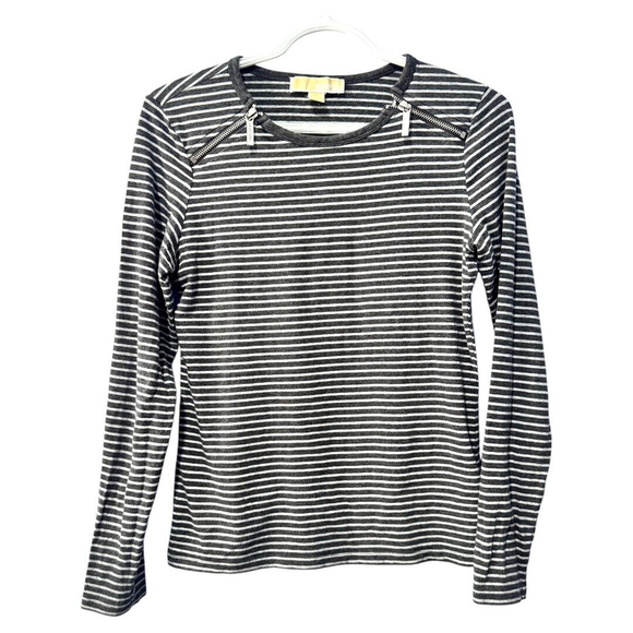 MICHAEL Michael Kors Nautical Striped Zip‎ Shoulders Top S - Picture 1 of 3